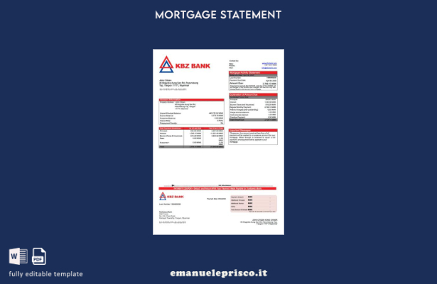 stile verificato Modello di estratto conto ipotecario Myanmar Kanbawza Bank Mode