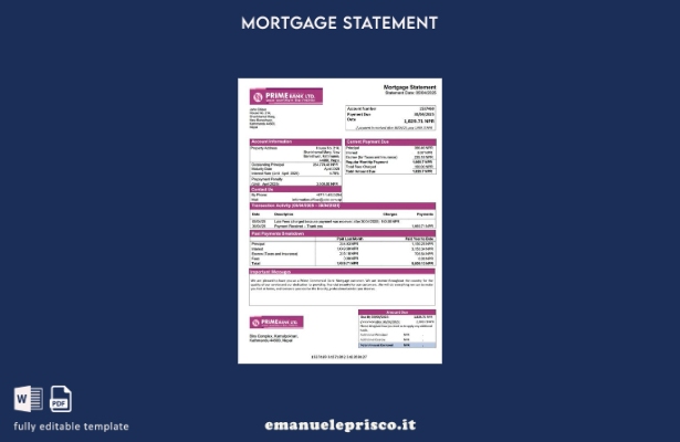 stile verificato Modello di estratto conto ipotecario Nepal Prime Commercial Ban