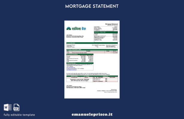 stile verificato Modello di estratto conto ipotecario Nepal Sanima Bank Modello
