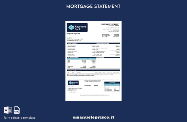 stile verificato Modello di estratto conto ipotecario Nigeria Keystone Bank Mode