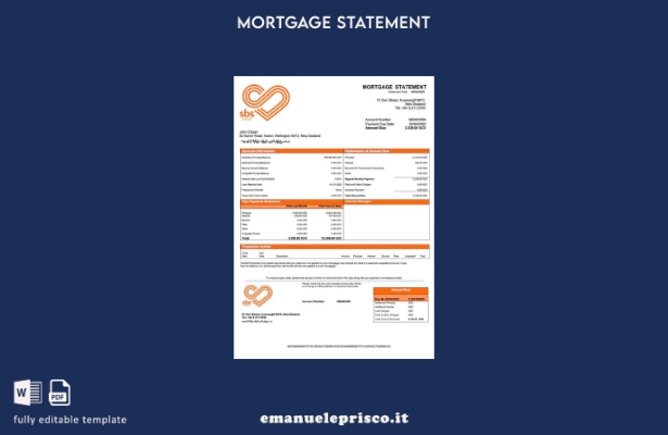 stile verificato Modello di estratto conto ipotecario SBS Bank della Nuova Zelan