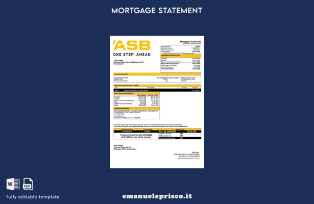 stile verificato Modello di estratto conto ipotecario bancario neozelandese ASB