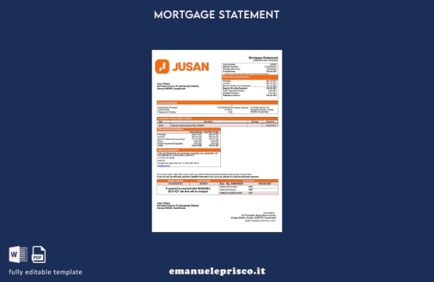 stile verificato Modello di estratto conto ipotecario del Kazakistan Jusan Bank