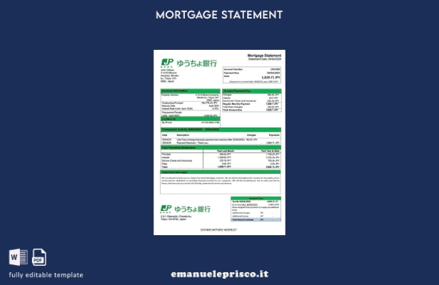 stile verificato Modello di estratto conto ipotecario della Japan Post Bank Mode