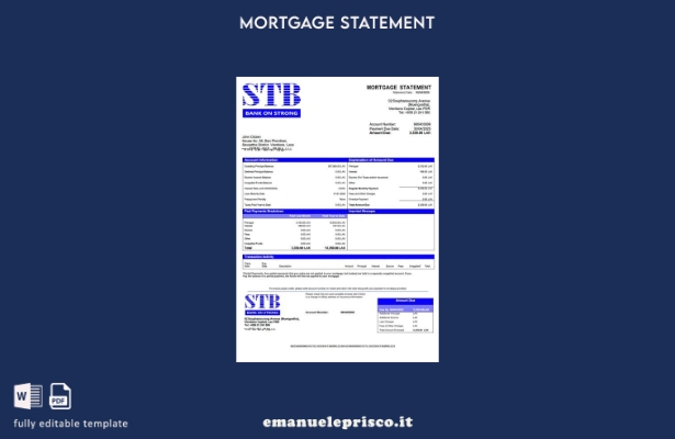 stile verificato Modello di estratto conto ipotecario della Laos ST Bank Modello