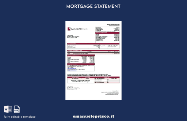 stile verificato Modello di estratto conto ipotecario della Lebanon Saradar Bank