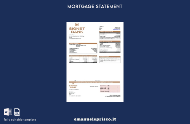 stile verificato Modello di estratto conto ipotecario della Lettonia Signet Bank