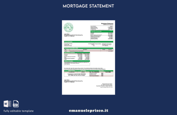 stile verificato Modello di estratto conto ipotecario della Myanma Economic Bank