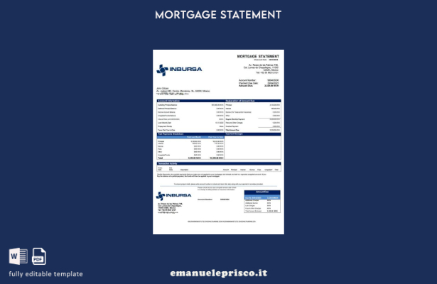 stile verificato Modello di estratto conto mutuo Banco Inbursa Messico Modello W