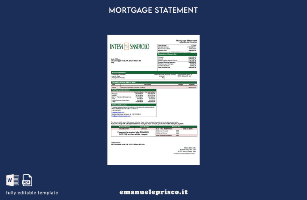 stile verificato Modello di estratto conto mutuo Italia Intesa Sanpaolo Modello