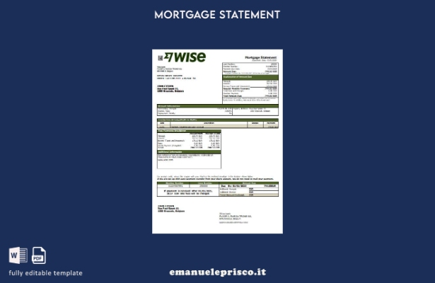 stile verificato Modello di estratto conto mutuo bancario Belgio Wise
