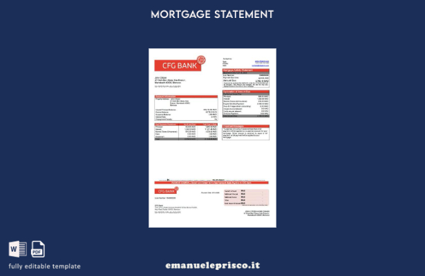 stile verificato Modello di estratto conto mutuo bancario Marocco CFG Modello Wo
