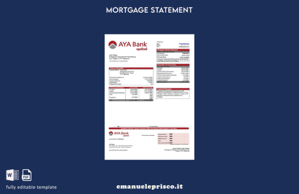stile verificato Modello di estratto conto mutuo bancario Myanmar AYA Modello Wo