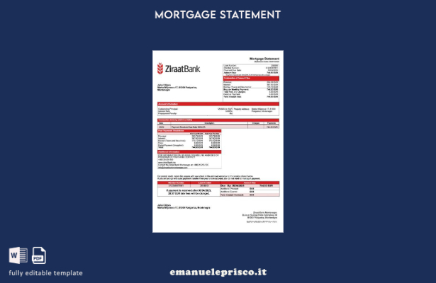 stile verificato Montenegro Ziraat Bank Montenegro estratto conto mutuo Modello