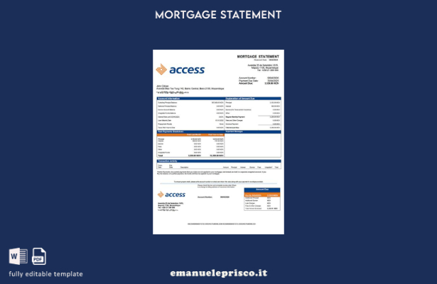 stile verificato Mozambique Access Bank Mozambique modello di estratto conto ipo