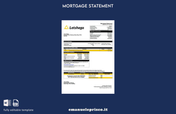 stile verificato Namibia Letshego Bank Namibia estratto conto mutuo Modello Word
