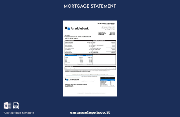 stile verificato Paesi Bassi Anadolubank Nederland estratto conto ipotecario Mod