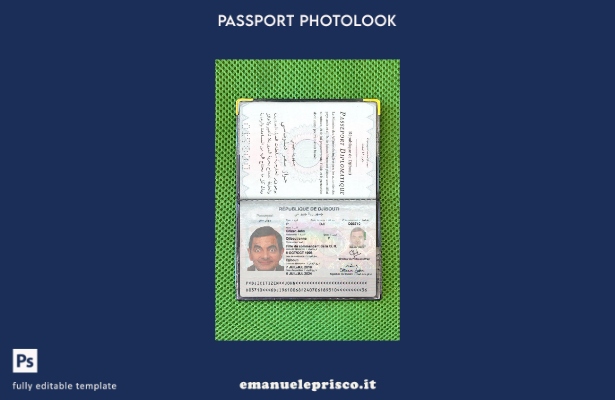Modello di photolook per passaporto di Gibuti in stile verificato