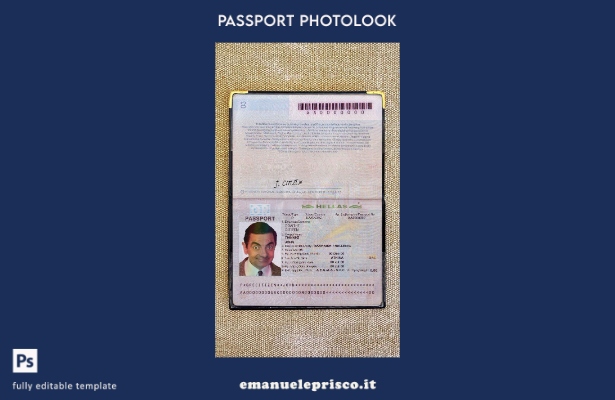 modello di aspetto fotografico del pass per la Grecia in stile verificato