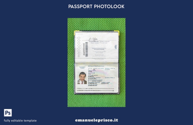 modello di aspetto fotografico del passaporto brasiliano in stile verificato ().