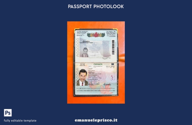 modello di aspetto fotografico del passaporto canadese (presente) in stile verif