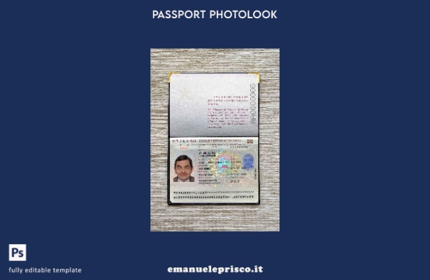 modello di aspetto fotografico del passaporto cinese (presente) in stile verific