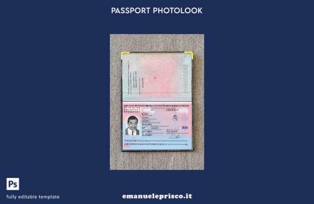 modello di aspetto fotografico del passaporto croato in stile verificato