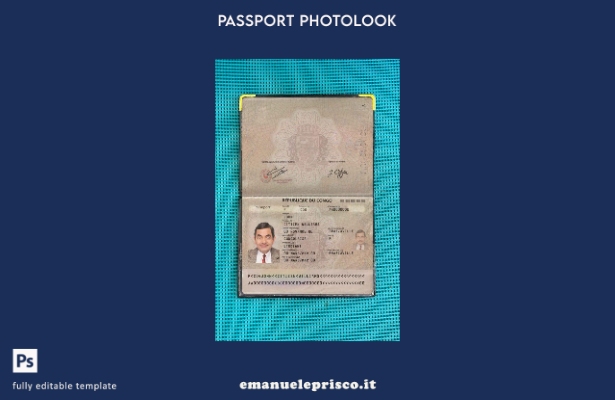 modello di aspetto fotografico del passaporto del Congo in stile verificato (pre