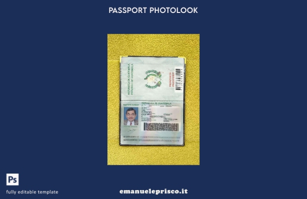 modello di aspetto fotografico del passaporto del Guatemala in stile verificato