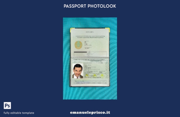 modello di aspetto fotografico del passaporto del Kazakistan in stile verificato