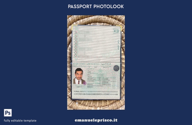 modello di aspetto fotografico del passaporto del Marocco in stile verificato