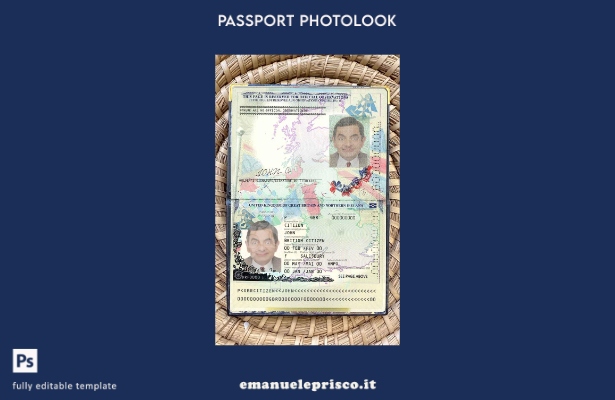modello di aspetto fotografico del passaporto del Regno Unito di Gran Bretagna 1