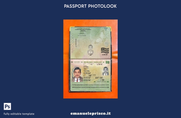 modello di aspetto fotografico del passaporto del Togo in stile verificato