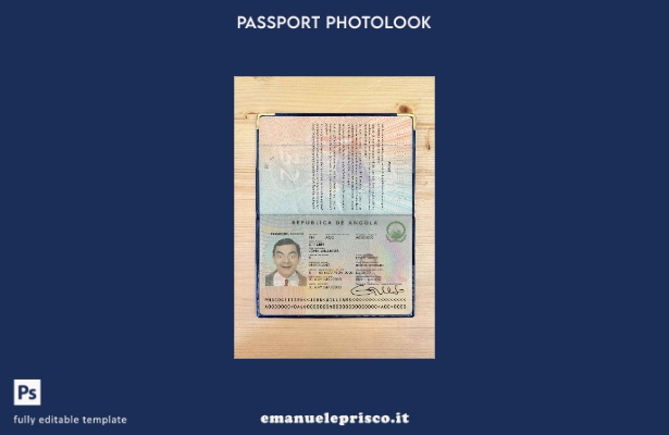 modello di aspetto fotografico del passaporto dell'Angola in stile verificato