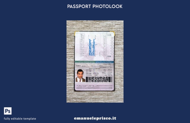 modello di aspetto fotografico del passaporto dell'Arabia Saudita in stile verif