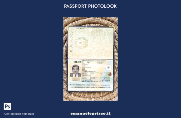modello di aspetto fotografico del passaporto dell'Azerbaigian in stile verifica