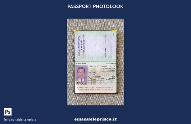 modello di aspetto fotografico del passaporto dell'Oman in stile verificato