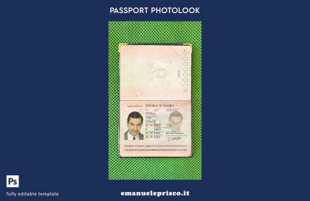modello di aspetto fotografico del passaporto dell'Uganda in stile verificato