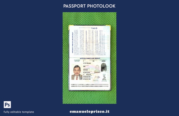 modello di aspetto fotografico del passaporto dell'Uruguay in stile verificato