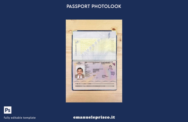 modello di aspetto fotografico del passaporto della Bosnia ed Erzegovina in stil