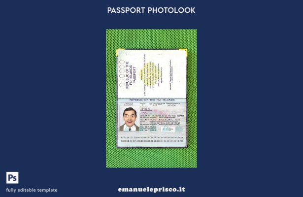 modello di aspetto fotografico del passaporto delle Fiji in stile verificato