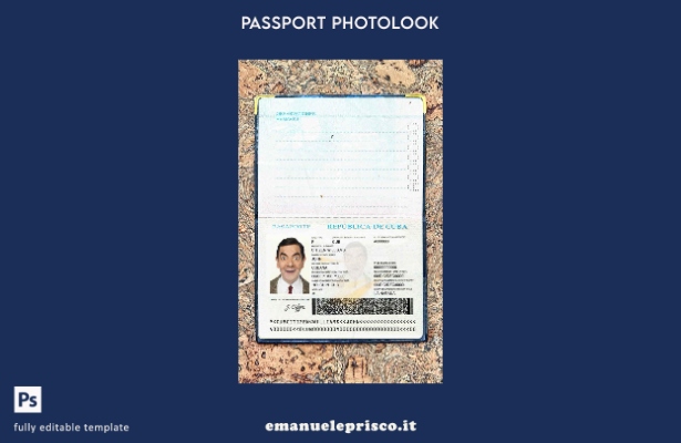 modello di aspetto fotografico del passaporto di Cuba in stile verificato