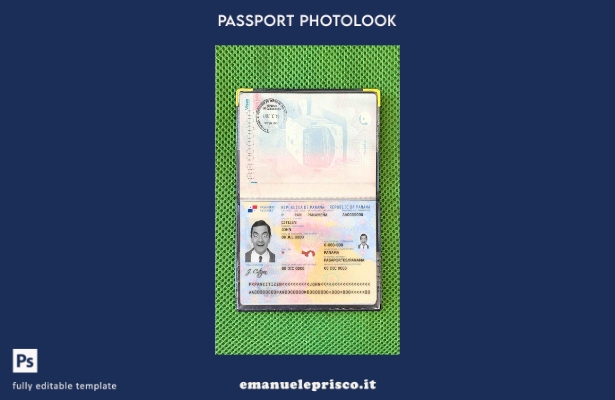 modello di aspetto fotografico del passaporto di Panama in stile verificato