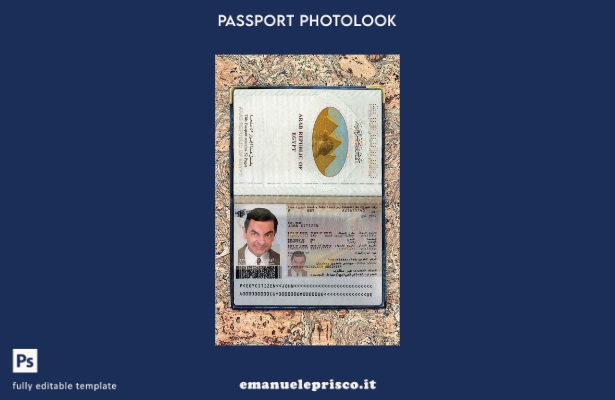 modello di aspetto fotografico del passaporto egiziano in stile verificato