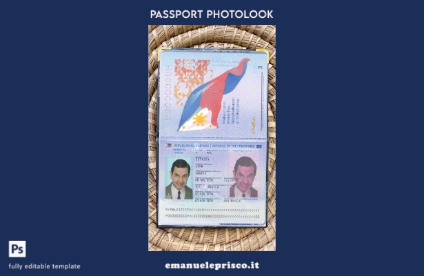 modello di aspetto fotografico del passaporto filippino in stile verificato