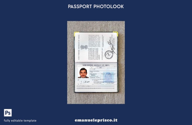 modello di aspetto fotografico del passaporto indiano in stile verificato (prese