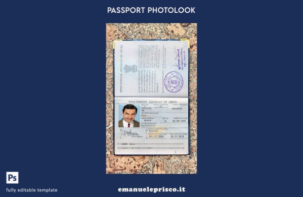 modello di aspetto fotografico del passaporto indiano in stile verificato