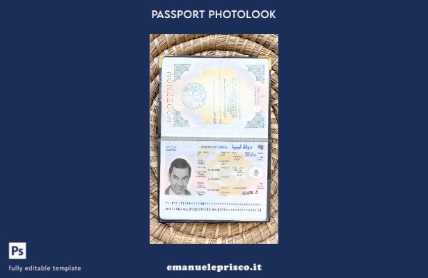 modello di aspetto fotografico del passaporto libico in stile verificato