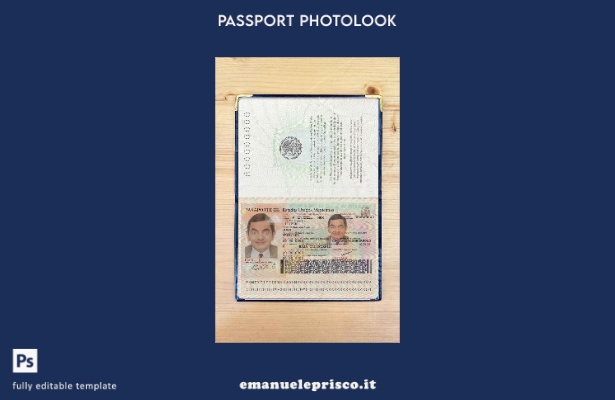modello di aspetto fotografico del passaporto messicano in stile verificato