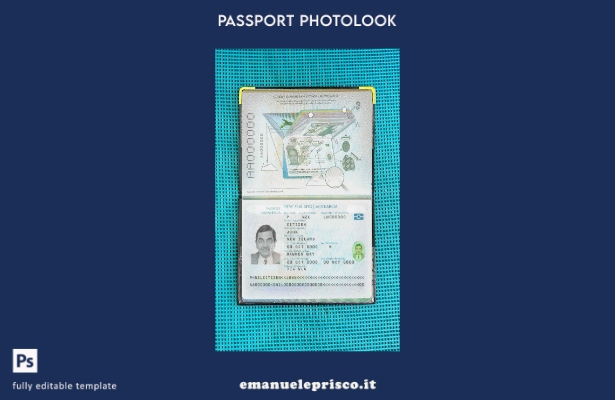 modello di aspetto fotografico del passaporto neozelandese (presente) in stile v